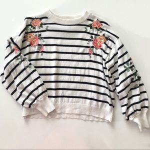 Topshop Embroidered Balloon Sleeve Sweater